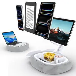 Tablet Pillow Holder & Laptop Stand : Lap Adjustable iPad Holder with Snack Bowl,Soft Plush Pillow & 360° Rotating Detachable Support Arm for 4.7-16.1 Kindle Phone Tablet Laptop (Gray) Tablet Pillow Holder & Laptop Stand : Lap Adjustable iPad Holder with Snack Bowl,Soft Plush Pillow & 360° Rotating Detachable Support Arm for 4.7-16.1 Kindle Phone Tablet Laptop (Gray)