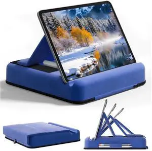 Tablet Pillow Stand, Multi-Angle Foldable iPad Holder for Bed, Sofa, Desk, Lap, Soft Pad Dock with Storage Pocket & Stylus Mount, for 4.7-13" Devices iPad,iPhone,E-Reader,Books (Blue) Tablet Pillow Stand, Multi-Angle Foldable iPad Holder for Bed, Sofa, Desk, Lap, Soft Pad Dock with Storage Pocket & Stylus Mount, for 4.7-13" Devices iPad,iPhone,E-Reader,Books (Blue)