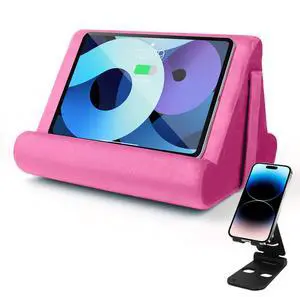 Universal Multi-Angle Tablet Holder - Soft Pad Stand with Net Pocket & Phone Stands for Lap, Knee, Sofa and Bed(Pink) Universal Multi-Angle Tablet Holder - Soft Pad Stand with Net Pocket & Phone Stands for Lap, Knee, Sofa and Bed(Pink)