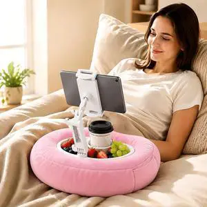 Tablet Pillow Stand for Bed & Couch, Hands-Free Kindle & iPad Holder with 360° Adjustable Arm, Soft Washable Lap Pillow with Side Storage Pockets, Fits 4.7"10" Tablets & Phones Tablet Pillow Stand for Bed & Couch, Hands-Free Kindle & iPad Holder with 360° Adjustable Arm, Soft Washable Lap Pillow with Side Storage Pockets, Fits 4.7"10" Tablets & Phones