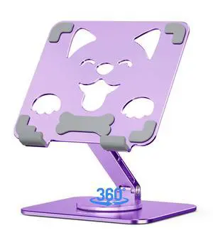 Adjustable Tablet Stand, 360° Rotating Aluminum Holder, Purple Adjustable Tablet Stand, 360° Rotating Aluminum Holder, Purple