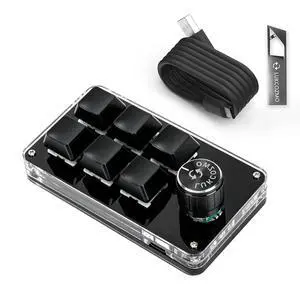 Macro Pad Programmable Customized 6-Key Mini Mechanical Gaming Keyboard One Handed Keyboard BT OSU Multifunctional Knob with Type C Cable (Updated Software in USB Drive Black) Macro Pad Programmable Customized 6-Key Mini Mechanical Gaming Keyboard One Handed Keyboard BT OSU Multifunctional Knob with Type C Cable (Updated Software in USB Drive Black)