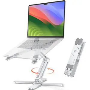 LA10 360° Rotating Laptop Stand Riser Foldable for Desk, Silver LA10 360° Rotating Laptop Stand Riser Foldable for Desk, Silver