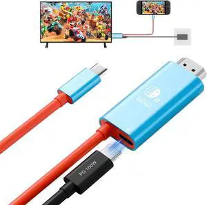 Switch 2 Portable Dock Cable, USB C to HDMI Cable with 100W PD Charging, 4K@60Hz HDR TV Dock Replacement for Switch 2/1/OLED, Plug & Play Travel Docking Cable for Monitor, Projector, TV(Blue&Red) Switch 2 Portable Dock Cable, USB C to HDMI Cable with 100W PD Charging, 4K@60Hz HDR TV Dock Replacement for Switch 2/1/OLED, Plug & Play Travel Docking Cable for Monitor, Projector, TV(Blue&Red)