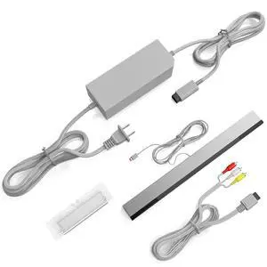 3 in 1 Wii Wired Motion Sensor Bar + AC Power Supply Adapter Cord + Composite Audio Video Cable Compatible with Nintendo Wii (Not for Wii U) 3 in 1 Wii Wired Motion Sensor Bar + AC Power Supply Adapter Cord + Composite Audio Video Cable Compatible with Nintendo Wii (Not for Wii U)
