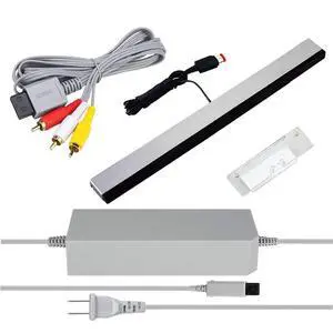 3 in 1 Wii AC Power Adapter + Composite Audio Video Cable Data Cables + Wired Motion Sensor Bar Data Cables Compatible with Nintendo Wii 3 in 1 Wii AC Power Adapter + Composite Audio Video Cable Data Cables + Wired Motion Sensor Bar Data Cables Compatible with Nintendo Wii