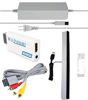 4 in 1 Wii Replacement Cables Set - AC Power Adapter, Wii to HDMI Converter, Wired Motion Sensor Bar and Composite AV Cable 4 in 1 Wii Replacement Cables Set - AC Power Adapter, Wii to HDMI Converter, Wired Motion Sensor Bar and Composite AV Cable