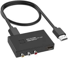 RCA to HDMI Converter, AV to HDMI Converter Adapter 2 in 1 Out | (1 RCA and 1 hdmi in) with HDMI Cable Support 4K@30Hz 3D 1080P for VHS VCR Xbox PS4 Roku Blue-Ray DVD Players RCA to HDMI Converter, AV to HDMI Converter Adapter 2 in 1 Out | (1 RCA and 1 hdmi in) with HDMI Cable Support 4K@30Hz 3D 1080P for VHS VCR Xbox PS4 Roku Blue-Ray DVD Players
