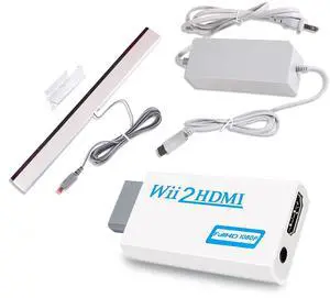 3 in 1 Accessories Bundle Kits for Wii, AC Power Supply Adapter + Wii to hdmi Converter and Wired Infrared Ray Sensor Bar Compatible with Nintendo Wii 3 in 1 Accessories Bundle Kits for Wii, AC Power Supply Adapter + Wii to hdmi Converter and Wired Infrared Ray Sensor Bar Compatible with Nintendo Wii