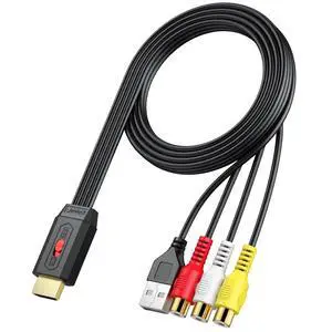 RCA to HDMI Converter 60cm/2ft AV to HDMI Cable | Supports 16:9/4:3 Aspect Conversion Built-in RCA Cable RCA to HDMI Converter 60cm/2ft AV to HDMI Cable | Supports 16:9/4:3 Aspect Conversion Built-in RCA Cable