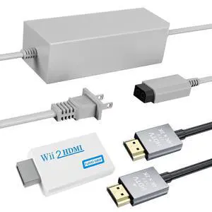 3 in 1 Wii to HDMI Converter, Come with Power Cord AC Adapter Supply and 4.92FT High Speed HDMI Cable Accessories Bundle Kits(Not for Wii U) 3 in 1 Wii to HDMI Converter, Come with Power Cord AC Adapter Supply and 4.92FT High Speed HDMI Cable Accessories Bundle Kits(Not for Wii U)