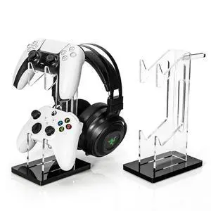 Headset and Controller Stand, Space-Saving 2 Tier Game Controller Holder, Acrylic Controller and Headset Stand for Desktop, Universal Design Compatible with PS5/PS4/Xbox/Switch (Deep Black) Headset and Controller Stand, Space-Saving 2 Tier Game Controller Holder, Acrylic Controller and Headset Stand for Desktop, Universal Design Compatible with PS5/PS4/Xbox/Switch (Deep Black)
