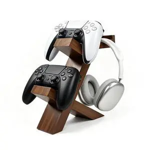 Wood Controller Holder and Headphone Stand, 3-in-1 Gaming Equipment | Dual Controller Stand with Non-Slip Base; Universal Headset Stand for PS5, Xbox Series X|S, Switch and Gaming Accessories Wood Controller Holder and Headphone Stand, 3-in-1 Gaming Equipment | Dual Controller Stand with Non-Slip Base; Universal Headset Stand for PS5, Xbox Series X|S, Switch and Gaming Accessories