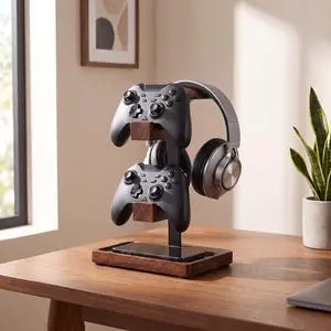 Headphone Stand with Controller Holder, Gaming Headset Stand for Desk, Walnut Headphone Holder Desk Organizer Gaming Accessories Gift for Gamers(Deep Walnut) Headphone Stand with Controller Holder, Gaming Headset Stand for Desk, Walnut Headphone Holder Desk Organizer Gaming Accessories Gift for Gamers(Deep Walnut)