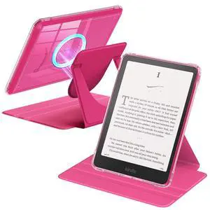 360°Rotating Case for 7"Kindle Paperwhite 12th Gen/Colorsoft,Raspberry | Detachable Magnetic, Clear Back, Adjustable Stand Cover, Auto Wake/Sleep, for Kindle Colorsoft 1st Gen 2025/2026 360°Rotating Case for 7"Kindle Paperwhite 12th Gen/Colorsoft,Raspberry | Detachable Magnetic, Clear Back, Adjustable Stand Cover, Auto Wake/Sleep, for Kindle Colorsoft 1st Gen 2025/2026