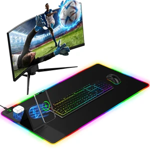 Mouse Pad with Wireless Charger Foldable Phone Holder, XXL RGB Gaming Mousepad 31.5"x15.8" Large Desk Mat for Keyboard, Black Desk Pad with Dual Qi Charging Station, 11 Colors 5 Modes Mouse Pad with Wireless Charger Foldable Phone Holder, XXL RGB Gaming Mousepad 31.5"x15.8" Large Desk Mat for Keyboard, Black Desk Pad with Dual Qi Charging Station, 11 Colors 5 Modes