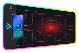 RGB Gaming Wireless Charging Mouse Pad, 10 Light Modes LED Mouse Pad | 5/7.5/10/15W Computer Keyboard Mat Mousepad, 800x300x4MM Extended Large Desk Mat for Gaming, MacBook, Laptop, PC,Cool Red RGB Gaming Wireless Charging Mouse Pad, 10 Light Modes LED Mouse Pad | 5/7.5/10/15W Computer Keyboard Mat Mousepad, 800x300x4MM Extended Large Desk Mat for Gaming, MacBook, Laptop, PC,Cool Red