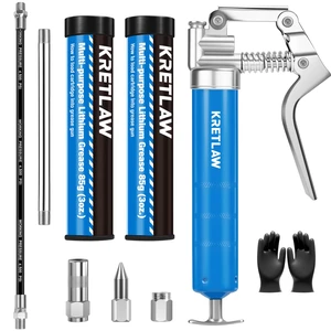 Mini Grease Gun (3000PSI) with Double 3oz Cartridge Grease and 12'' Flex Hose, Reinforced Coupler for Automotive,Marine Mini Grease Gun (3000PSI) with Double 3oz Cartridge Grease and 12'' Flex Hose, Reinforced Coupler for Automotive,Marine
