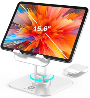 iPad Stand, 360° Rotating iPad Tablet Stand Holder for Desk, White | Adjustable, Foldable, Compatible for 4" - 15.6" Portable Monitor Kindle Tablet iPad Smartphones iPad Stand, 360° Rotating iPad Tablet Stand Holder for Desk, White | Adjustable, Foldable, Compatible for 4" - 15.6" Portable Monitor Kindle Tablet iPad Smartphones