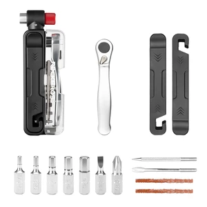 Bike Tool Kit Portable 7 Magnetic Bits Ratchet Wrench Tire Levers | CO2 Inflator Nozzle, Alloy Steel,Ideal for Road and MTB Emergency Bike Tool Kit Portable 7 Magnetic Bits Ratchet Wrench Tire Levers | CO2 Inflator Nozzle, Alloy Steel,Ideal for Road and MTB Emergency