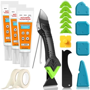 White Silicone Caulk Set-12oz Waterproof Silicone sealant,5 in 1 Caulk Tool | Caulk Remover Tool & Caulk Finishing Tool,Silicone Caulking Tool Kit of Bathroom Caulk, Shower Caulk, Bathtub Caulk White Silicone Caulk Set-12oz Waterproof Silicone sealant,5 in 1 Caulk Tool | Caulk Remover Tool & Caulk Finishing Tool,Silicone Caulking Tool Kit of Bathroom Caulk, Shower Caulk, Bathtub Caulk