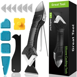 5 in 1 Silicone Caulking Tool Kit, Caulk Remover Tool with Stainless Steel Head,Caulk Finishing Tool with Different Angles,Grout Removal Tool for Kitchen Sink Washroom Bathroom Toilet Caulking (White) 5 in 1 Silicone Caulking Tool Kit, Caulk Remover Tool with Stainless Steel Head,Caulk Finishing Tool with Different Angles,Grout Removal Tool for Kitchen Sink Washroom Bathroom Toilet Caulking (White)