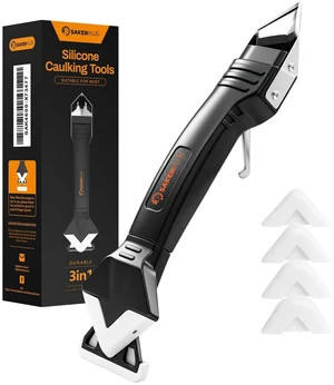 3-in-1 Silicone Caulking Tools,Caulk Remover Tool and Caulk Finishing Tool Kit with Silicone Smoother,Nozzle Needle for Kitchen Bathroom Window Sink (Classic Black) 3-in-1 Silicone Caulking Tools,Caulk Remover Tool and Caulk Finishing Tool Kit with Silicone Smoother,Nozzle Needle for Kitchen Bathroom Window Sink (Classic Black)