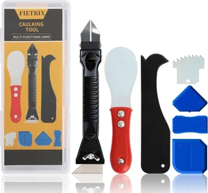 Caulking Tool Kit with Caulk Remover & Putty Knife Scraper | Multifunctional Caulking Tool Set with Caulk Remover, Professional Putty Knife Scraper for Smooth, Clean Sealant Joint Caulking Tool Kit with Caulk Remover & Putty Knife Scraper | Multifunctional Caulking Tool Set with Caulk Remover, Professional Putty Knife Scraper for Smooth, Clean Sealant Joint