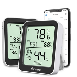 Indoor Hygrometer Thermometer 2Pack H5075 with Bluetooth App Control | Room Temperature Humidity Meter, 164ft Remote Monitor, Smart Alerts, 2 Years Data Storage Export, for Bedroom Wine Cellar Indoor Hygrometer Thermometer 2Pack H5075 with Bluetooth App Control | Room Temperature Humidity Meter, 164ft Remote Monitor, Smart Alerts, 2 Years Data Storage Export, for Bedroom Wine Cellar