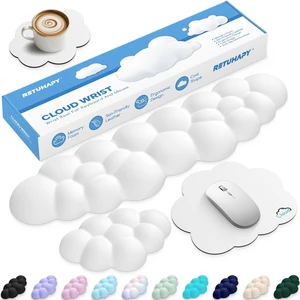 Cloud Wrist Rest Keyboard Cushion and Cloud Mouse Pad, White | 4-in-1 Ergonomic Cloud Keyboard Wrist Rest Set, Memory Foam, Arm Support for Palm, Cute Desk Accessory for PC Gaming Setup Cloud Wrist Rest Keyboard Cushion and Cloud Mouse Pad, White | 4-in-1 Ergonomic Cloud Keyboard Wrist Rest Set, Memory Foam, Arm Support for Palm, Cute Desk Accessory for PC Gaming Setup