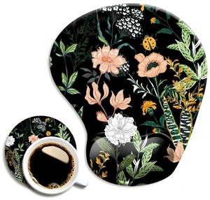 Ergonomic Mouse Pad with Wrist Support, Cute Mouse Pads with Non-Slip PU Base for Home Office Working Studying Easy Typing & Pain Relief Black Floral Ergonomic Mouse Pad with Wrist Support, Cute Mouse Pads with Non-Slip PU Base for Home Office Working Studying Easy Typing & Pain Relief Black Floral