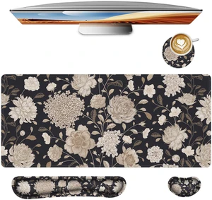 Floral Large Mouse Pad with Wrist Support Set of 4,Large Gaming Mouse Pad+Keyboard Rest+Mouse Wrist Rest+Coaster,Ergonomic Mouse mat,Anti-Slip,Memory Foam Desk Mat for Home Office Gaming (Rose) Floral Large Mouse Pad with Wrist Support Set of 4,Large Gaming Mouse Pad+Keyboard Rest+Mouse Wrist Rest+Coaster,Ergonomic Mouse mat,Anti-Slip,Memory Foam Desk Mat for Home Office Gaming (Rose)