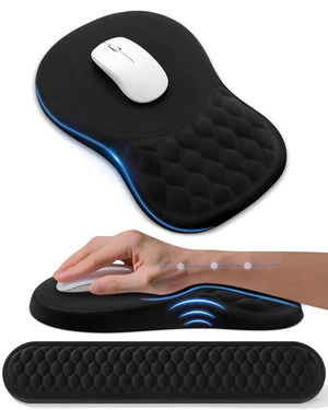 Ergonomic Wrist Support Set for Keyboard and Mouse, Sloped Mouse Pad | 3D Textured Wrist Cushion, Smooth Lycra Surface, Non-Slip PU Base, Comfortable Support for Office/Home Computer Desks Ergonomic Wrist Support Set for Keyboard and Mouse, Sloped Mouse Pad | 3D Textured Wrist Cushion, Smooth Lycra Surface, Non-Slip PU Base, Comfortable Support for Office/Home Computer Desks