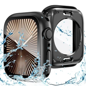 Water-Resistant 46mm Case with Glass for Apple Watch Series 11/10 | PC Bumper Built-in Tempered Glass Screen Protector + PC Back Cover for iWatch, IP67 Waterproof & Anti-Fog, Sensitive Touch Water-Resistant 46mm Case with Glass for Apple Watch Series 11/10 | PC Bumper Built-in Tempered Glass Screen Protector + PC Back Cover for iWatch, IP67 Waterproof & Anti-Fog, Sensitive Touch