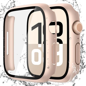 2-Pack Waterproof Case for 46mm Apple Watch Series 11/10 | Cover with 9H Tempered Glass Screen Protector for 11/10, Anti-Scratch, 1 Rose Gold + 1 Transparent 2-Pack Waterproof Case for 46mm Apple Watch Series 11/10 | Cover with 9H Tempered Glass Screen Protector for 11/10, Anti-Scratch, 1 Rose Gold + 1 Transparent