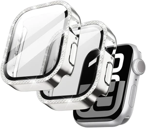 Bling Case for Apple Watch Series 11/10 46mm, Silver | with Screen Protector, Sparkling Diamond Design, Built-in Tempered Glass, High Touch Sensitivity, Full Protection Bling Case for Apple Watch Series 11/10 46mm, Silver | with Screen Protector, Sparkling Diamond Design, Built-in Tempered Glass, High Touch Sensitivity, Full Protection