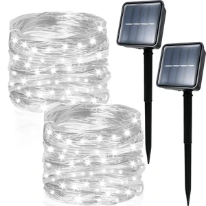 2 Pack Solar String Lights Total 80FT 200LED Fairy Lights White | Waterproof, 8 Lighting Modes Solar String Lights for Patio Garden Yard Party Wedding Tree Decor, Christmas Decorations 2 Pack Solar String Lights Total 80FT 200LED Fairy Lights White | Waterproof, 8 Lighting Modes Solar String Lights for Patio Garden Yard Party Wedding Tree Decor, Christmas Decorations