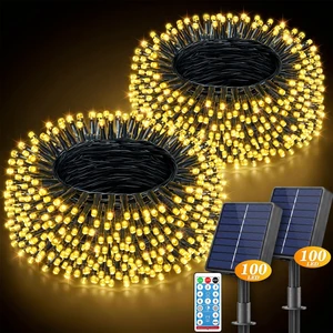 2 Pack Solar String Lights Outdoor with Remote, Total 200LED 66FT | Solar Christmas Lights Outside Waterproof, 8 Modes String Light for Xmas Patio Garden Party Yard Tree Decor, Warm White 2 Pack Solar String Lights Outdoor with Remote, Total 200LED 66FT | Solar Christmas Lights Outside Waterproof, 8 Modes String Light for Xmas Patio Garden Party Yard Tree Decor, Warm White
