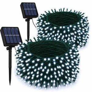 2 Pack Total 400LED 132FT White Christmas Solar String Outdoor Lights, Solar Powered with 8 Modes Waterproof Fairy Lights for Bedroom Patio Garden Tree Party Yard Decoration 2 Pack Total 400LED 132FT White Christmas Solar String Outdoor Lights, Solar Powered with 8 Modes Waterproof Fairy Lights for Bedroom Patio Garden Tree Party Yard Decoration