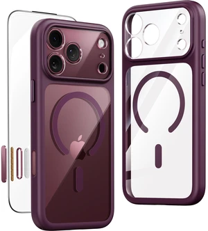 Strong Magnetic Shockproof for iPhone 18 Pro Case, Clear Burgundy | Anti-Yellowing,Full Camera Protection,Fit for MagSafe,Camera Control Cover,Military Drop Protection,Screen Protector Included Strong Magnetic Shockproof for iPhone 18 Pro Case, Clear Burgundy | Anti-Yellowing,Full Camera Protection,Fit for MagSafe,Camera Control Cover,Military Drop Protection,Screen Protector Included