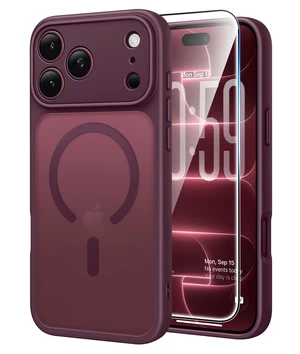 for iPhone 18 Pro Case / 17 Pro Case Fit for MagSafe Burgundy | Translucent Slim Matte Magnetic Shockproof Protective Cases, Military Grade Drop Protection Screen Protector Cover for iPhone 18 Pro Case / 17 Pro Case Fit for MagSafe Burgundy | Translucent Slim Matte Magnetic Shockproof Protective Cases, Military Grade Drop Protection Screen Protector Cover