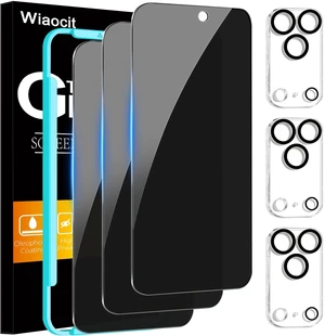 Privacy Screen Protector for iPhone 18 Pro, Tempered Glass | 3+3 Pack, 9H Hardness, Camera Lens Protector, Installation Frame, Bubble Free, Case Friendly Privacy Screen Protector for iPhone 18 Pro, Tempered Glass | 3+3 Pack, 9H Hardness, Camera Lens Protector, Installation Frame, Bubble Free, Case Friendly
