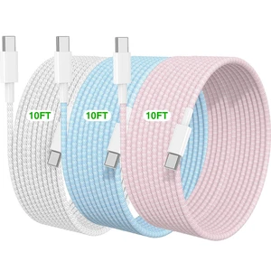 10FT USB C to C Fast Charger Cord for iPhone 18 17 16 15,60W Long Heavy Duty Braided Apple C to C Cable Fast Charging for iPhone 18 Pro Max/iPhone Duo/17 16 15 Pro,15 Plus/iPad Pro 10 inch-Colorful 10FT USB C to C Fast Charger Cord for iPhone 18 17 16 15,60W Long Heavy Duty Braided Apple C to C Cable Fast Charging for iPhone 18 Pro Max/iPhone Duo/17 16 15 Pro,15 Plus/iPad Pro 10 inch-Colorful