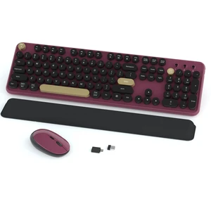Ergonomic Wireless Keyboard and Mouse Combo (Burgundy-Black) | Full Size Retro Round Typewriter Style Keyboard with Wrist Rest, Smart Sleep Mode, 2.4GHz Wireless for Windows and Mac Ergonomic Wireless Keyboard and Mouse Combo (Burgundy-Black) | Full Size Retro Round Typewriter Style Keyboard with Wrist Rest, Smart Sleep Mode, 2.4GHz Wireless for Windows and Mac