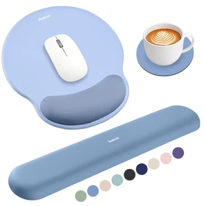 Mouse Pad and Keyboard Wrist Rest, 3-in-1 Gel Memory Foam Ergonomic Mouse Pad with Wrist Rest Set,Gaming Mousepad Arm Cushion Support for Computer Office Desk Accessories Cute Setup,Sky Blue Mouse Pad and Keyboard Wrist Rest, 3-in-1 Gel Memory Foam Ergonomic Mouse Pad with Wrist Rest Set,Gaming Mousepad Arm Cushion Support for Computer Office Desk Accessories Cute Setup,Sky Blue