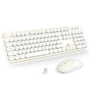 Wireless Keyboard and Mouse, Typewriter Full Size Keyboard with Number Pad and 2 in 1 USB Connected Mouse for Windows 7/8/10, Laptop, Desktop, PC, Computer (Off-White) Wireless Keyboard and Mouse, Typewriter Full Size Keyboard with Number Pad and 2 in 1 USB Connected Mouse for Windows 7/8/10, Laptop, Desktop, PC, Computer (Off-White)