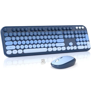 Wireless Keyboard and Mouse Combo, Colorful Computer Full Size 2.4G Plug and Play Wireless Typewriter Keyboard and Mouse Set for Computer, Desktop, PC (Sea Blue Gradient) Wireless Keyboard and Mouse Combo, Colorful Computer Full Size 2.4G Plug and Play Wireless Typewriter Keyboard and Mouse Set for Computer, Desktop, PC (Sea Blue Gradient)