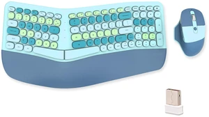 Wireless Ergonomic Keyboard and Mouse Combo with PU Wrist Rest, Carpal Tunnel Keyboard, 2.4G Colorful Split Ergo Keyboard, Comfortable Natural Typing, Compatible with PC/Laptop (Blue) Wireless Ergonomic Keyboard and Mouse Combo with PU Wrist Rest, Carpal Tunnel Keyboard, 2.4G Colorful Split Ergo Keyboard, Comfortable Natural Typing, Compatible with PC/Laptop (Blue)