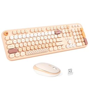 Wireless Keyboard and Mouse Combo - Pale Coffee Full Sized Plug and Play Colorful Computer Keyboards - 104 Keys Round Keycap USB 2.4G Cute Keyboard for Windows/Laptop/Mac/Desktop/PC Wireless Keyboard and Mouse Combo - Pale Coffee Full Sized Plug and Play Colorful Computer Keyboards - 104 Keys Round Keycap USB 2.4G Cute Keyboard for Windows/Laptop/Mac/Desktop/PC