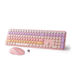 Wireless Keyboard and Mouse Combo, 110-Key Full Size (Gradient Pink) | Cloud-W Silent Keyboard with Round Keycaps, 2.4GHz USB Plug-and-Play Wireless, Compatible with PC, Laptop, Mac Wireless Keyboard and Mouse Combo, 110-Key Full Size (Gradient Pink) | Cloud-W Silent Keyboard with Round Keycaps, 2.4GHz USB Plug-and-Play Wireless, Compatible with PC, Laptop, Mac